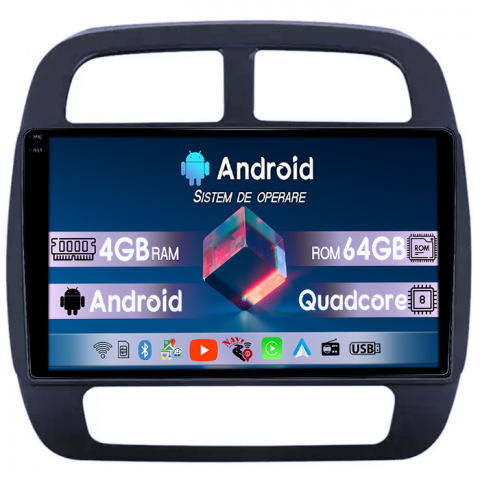 Dacia - Navigatie dedicata Renault Spring 2021, 4GB RAM 64GB ROM, Quad Core, Display 10" QLED 1K, Carplay, Android 14, Bluetooth, Magazin Play, Suport Camere AHD