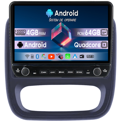 Navigatii Dedicate - Navigatie dedicata Renault Trafic 3 Tesla cu butoane rotative model 2024, 4GB RAM 64GB ROM, Procesor Quadcore, Android 14, Display QLED 10", DSP, Carplay&Android Auto