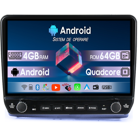 Trafic 2010-2014 - Navigatie dedicata Renault Trafic 2004-2010 Tesla cu butoane rotative model 2024, 4GB RAM 64GB ROM, Procesor Quadcore, Android 14, Display QLED 10", DSP, Carplay&Android Auto