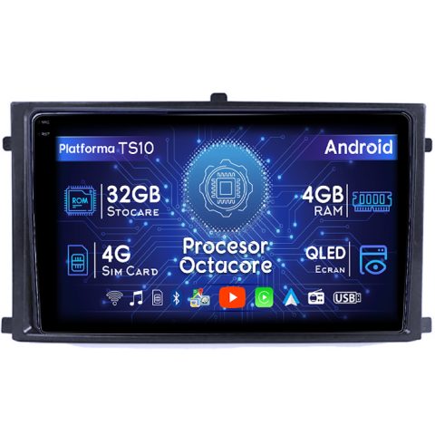 SsangYong - Navigatie dedicata Rexton 2020+&XLV 2015+, 4GB RAM 32GB ROM, Octacore, Android 14, Display QLED 1K 9", DSP, Carplay&Android Auto, SIM 4G, Bluetooth, Ventilator Activ