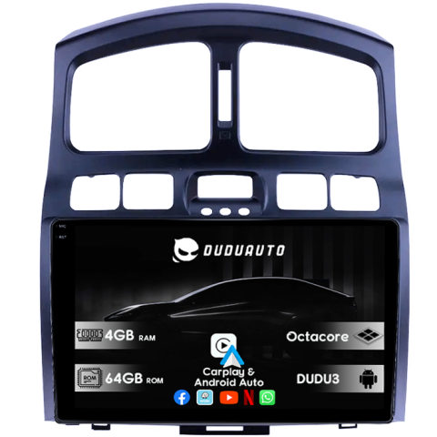 Navigatii Dedicate - Navigatie dedicata Hyundai Santa Fe 2000-2012, DUDU3, 4GB RAM 64GB ROM, Octacore, Platforma 8581, Android, Display QLED 9", DSP, Carplay&AndroidAuto