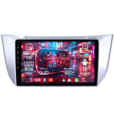 Lexus - Navigatie dedicata RX300 RX330 RX350 RX400H 2003-2009, 8GB RAM 128GB ROM, Octacore, Platforma TS18, Android 13, Display QLED 10”, Suporta camera 360º, DSP, Carplay&Android Auto, SIM 4G, Ventilator Act