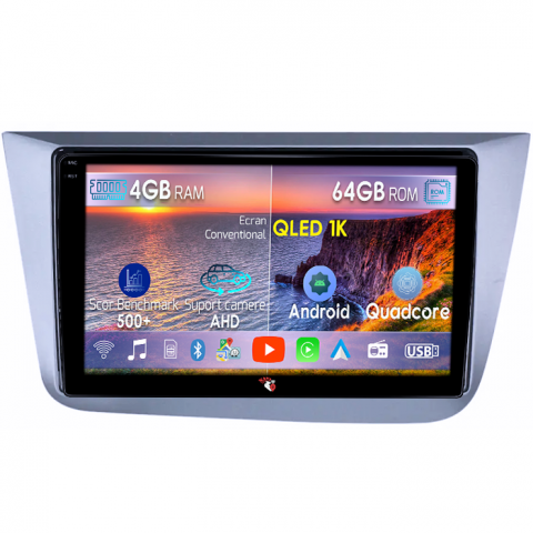 Seat - Navigatie dedicata Seat Altea 2004-2015,4GB RAM 64GB ROM, Octacore, Android 14, Display QLED 1K 9", Carplay&Android Auto, SIM 4G, Ventilator Activ