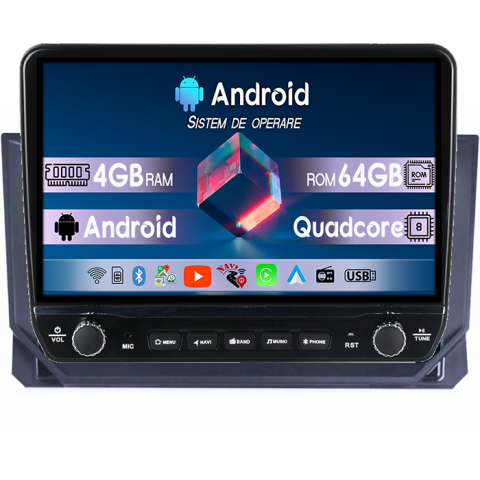 Navigatii Dedicate - Navigatie dedicata Seat Ibiza 2017-2020 Tesla cu butoane rotative model 2024, 4GB RAM 64GB ROM, Procesor Quadcore, Android 14, Display QLED 10", DSP, Carplay&Android Auto