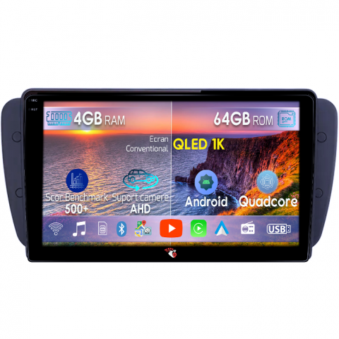 Seat Ibiza 2009-2012 - Navigatie dedicata Seat Ibiza 2009-2012, 4GB RAM 64GB ROM, Octacore, Android 14, Display QLED 1K 9", Carplay&Android Auto, SIM 4G, Ventilator Activ