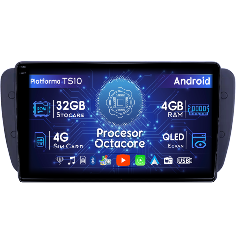 Seat Ibiza 2009-2012 - Navigatie dedicata Seat Ibiza 2009-2013, 4GB RAM 32GB ROM, Octacore, Android 14, Display QLED 1K 9", DSP, Carplay&Android Auto, SIM 4G, Bluetooth, Ventilator Activ