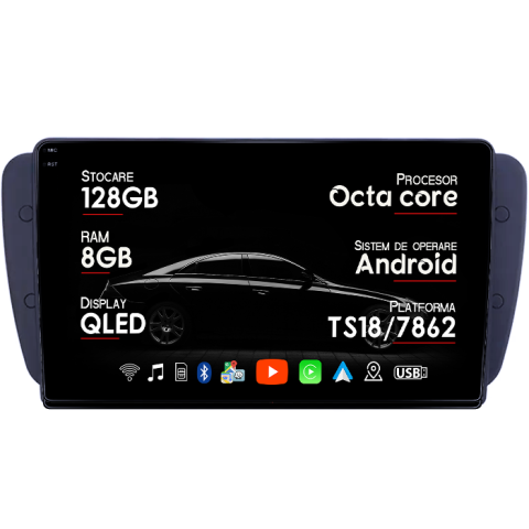 Ibiza 2009 2013 6j - Navigatie dedicata Seat Ibiza 2009-2013, 8GB RAM 128GB ROM, Octacore, Platforma TS18, Android 13, Display QLED 9”, Suporta camera 360º, DSP, Carplay&Android Auto, SIM 4G, Ventilator Activ