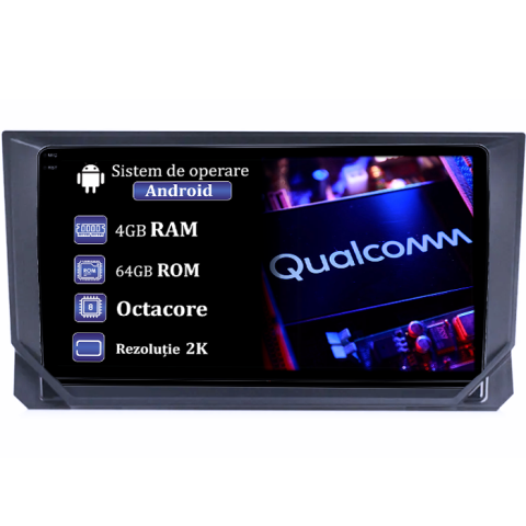 Ibiza 2017-2020 - Navigatie dedicata Seat Ibiza 2017-2020, 4GB RAM 64GB ROM, Procesor Qualcomm Octacore, Android 14, Rezolutie 2K, Display QLED 9", DSP, Carplay&Android Auto, SIM 4G