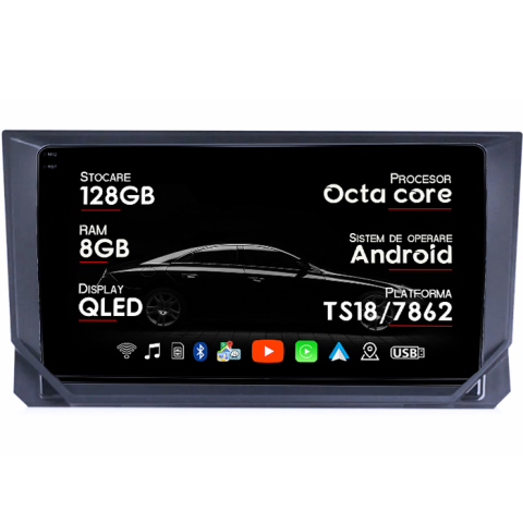 Navigatii Dedicate - Navigatie dedicata Seat Ibiza 2017-2020, 8GB RAM 128GB ROM, Octacore, Platforma TS18, Android 14, Display QLED 9", Suporta camera 360", DSP, Carplay&Android Auto, SIM 4G, Ventilator Activ