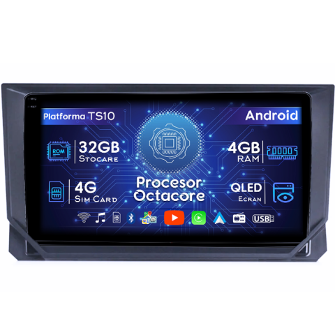 Seat - Navigatie dedicata Seat Ibiza 2017-2022, 4GB RAM 32GB ROM, Octacore, Android 14, Display QLED 1K 9", DSP, Carplay&Android Auto, SIM 4G, Bluetooth, Ventilator Activ
