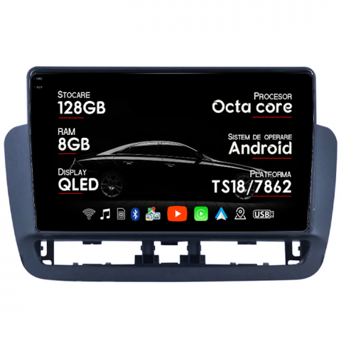 Seat - Navigatie dedicata Seat Ibiza 4 2014-2017, 8GB RAM 128GB ROM, Octacore, Platforma TS18, Android 13, Display QLED 9”, Suporta camera 360º, DSP, Carplay&Android Auto, SIM 4G, Ventilator Activ