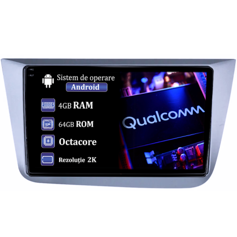 Navigatie dedicata Seat Leon 2005-2012, 4GB RAM 64GB ROM, Procesor Qualcomm Octacore, Android 14, Rezolutie 2K, Display QLED 9", DSP, Carplay&Android Auto, SIM 4G [0]