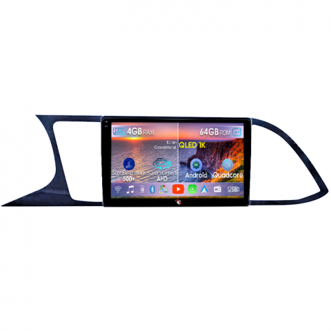 Seat - Navigatie dedicata Seat Leon 2012-2018, 4GB RAM 64GB ROM, Octacore, Android 14, Display QLED 1K 9", Carplay&Android Auto, SIM 4G, Ventilator Activ