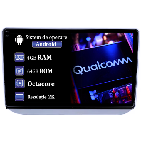 Fabia 2007-2014 - Navigatie dedicata Skoda Fabia 2007-2014,4GB RAM 64GB ROM, Procesor Qualcomm Octacore, Android 14, Rezolutie 2K, Display QLED 9", DSP, Carplay&Android Auto, SIM 4G