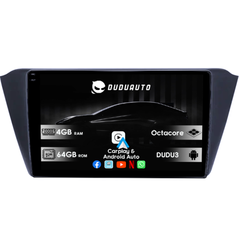 Fabia(2014-prezent) - Navigatie dedicata Skoda Fabia 2015, DUDU3, 4GB RAM 64GB ROM, Octacore, Platforma 8581, Android, Display QLED 9", DSP, Carplay&AndroidAuto