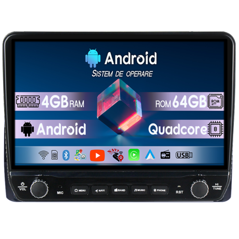 Kodiaq - Navigatie dedicata Skoda Kodiaq Tesla cu butoane rotative model 2024, 4GB RAM 64GB ROM, Procesor Quadcore, Android 14, Display QLED 10", DSP, Carplay&Android Auto