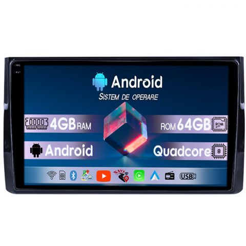 Navigatii Dedicate - Navigatie dedicata Skoda Kodiaq 2016-2018, 4GB RAM 64GB ROM, Quad Core, Display 9" QLED 1K, Carplay, Android 14, Bluetooth, Magazin Play, Suport Camere AHD