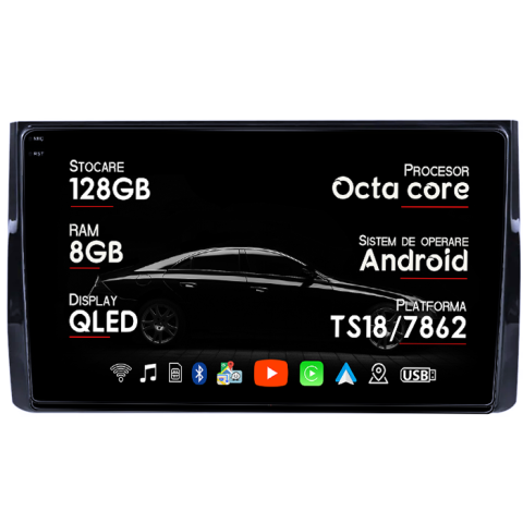 Navigatii Dedicate - Navigatie dedicata Skoda Kodiaq ( 2016 - 2018 ), 8GB RAM 128GB ROM, Octacore, Platforma TS18, Android 14, Display QLED 9", Suporta camera 360", DSP, Carplay&Android Auto, SIM 4G, Ventilator Activ