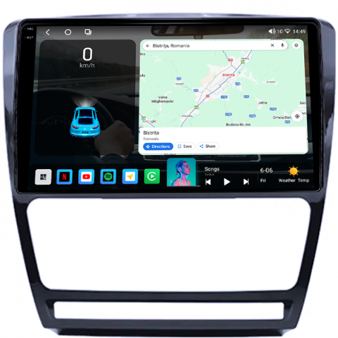 Navigatie dedicata Skoda Octavia 2008-2013, 4GB RAM 64GB ROM, Octacore, Android 14, Display QLED 1K 10", Carplay&Android Auto, SIM 4G, Ventilator Activ [1]