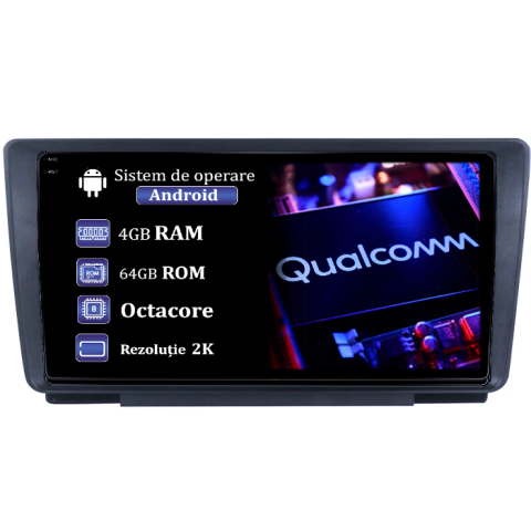 Navigatii Dedicate - Navigatie dedicata Skoda Octavia 2008-2013, 4GB RAM 64GB ROM, Procesor Qualcomm Octacore, Android 14, Rezolutie 2K, Display QLED 9", DSP, Carplay&Android Auto, SIM 4G