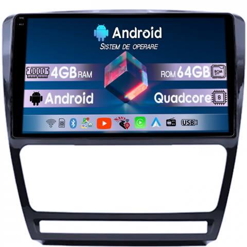 Skoda - Navigatie dedicata Skoda Octavia 2008-2013, 4GB RAM 64GB ROM, Quad Core, Display 10" QLED 1K, Carplay, Android 14, Bluetooth, Magazin Play, Suport Camere AHD