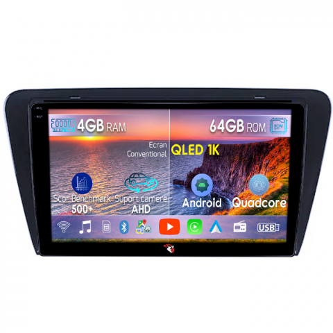 Octavia 3 (2013-) - Navigatie dedicata Skoda Octavia 3, 4GB RAM 64GB ROM, Octacore, Android 14, Display QLED 1K 10", Carplay&Android Auto, SIM 4G, Ventilator Activ