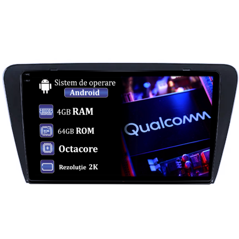 Octavia 3 (2013-) - Navigatie dedicata Skoda Octavia 3, 4GB RAM 64GB ROM, Procesor Qualcomm Octacore, Android 14, Rezolutie 2K, Display QLED 10", DSP, Carplay&Android Auto, SIM 4G