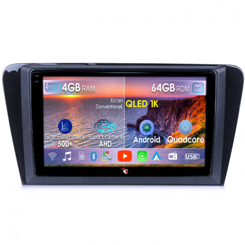 Skoda Octavia A7 - Navigatie dedicata Skoda Octavia A7 2014, 4GB RAM 64GB ROM, Octacore, Android 14, Display QLED 1K 10", Carplay&Android Auto, SIM 4G, Ventilator Activ