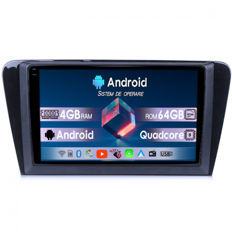 Navigatii Dedicate - Navigatie dedicata Skoda Octavia A7 2014, 4GB RAM 64GB ROM, Quad Core, Display 10.1" QLED 1K, Carplay, Android 14, Bluetooth, Magazin Play, Suport Camere AHD