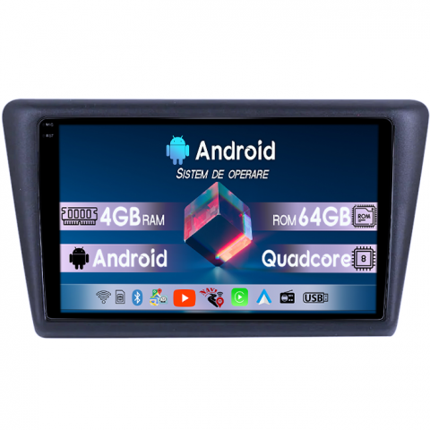 Rapid (2013-2018) - Navigatie dedicata Skoda Rapid 2013-2018, 4GB RAM 64GB ROM, Quad Core, Display 10" QLED 1K, Carplay, Android 14, Bluetooth, Magazin Play, Suport Camere AHD