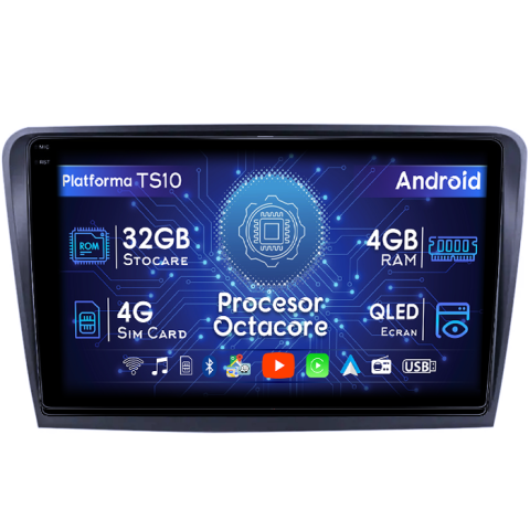 Skoda - Navigatie dedicata Skoda Superb 2 2008-2015, 4GB RAM 32GB ROM, Octacore, Android 14, Display QLED 1K 10", DSP, Carplay&Android Auto, SIM 4G, Bluetooth, Ventilator Activ