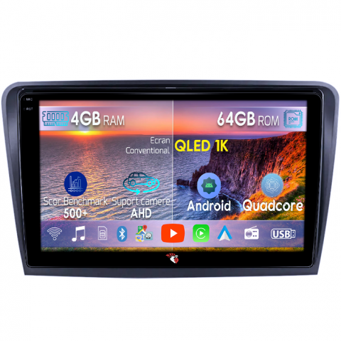 Superb 2008-2015 - Navigatie dedicata Skoda Superb 2 2008-2015, 4GB RAM 64GB ROM, Octacore, Android 14, Display QLED 1K 9", Carplay&Android Auto, SIM 4G, Ventilator Activ