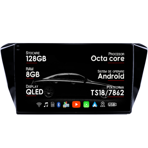 Superb 2016-2019 - Navigatie dedicata Skoda Superb 2016, 8GB RAM 128GB ROM, Octacore, Platforma TS18, Android 13, Display QLED 10.1”, Suporta camera 360º, DSP, Carplay&Android Auto, SIM 4G, Ventilator Activ