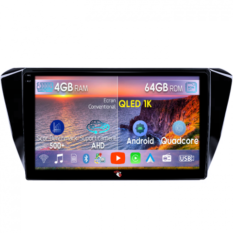 Superb 3 (2015-) - Navigatie dedicata Skoda Superb 3 2015-2019, 4GB RAM 64GB ROM, Octacore, Android 14, Display QLED 1K 10", Carplay&Android Auto, SIM 4G, Ventilator Activ