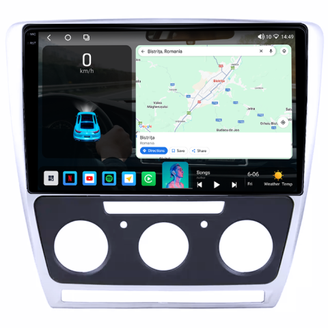 Navigatie dedicata Skoda Yeti 2014+, 4GB RAM 32GB ROM, Octacore, Android 14, Display QLED 1K 10", DSP, Carplay&Android Auto, SIM 4G, Bluetooth, Ventilator Activ [1]