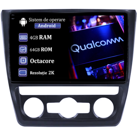 Yeti - Navigatie dedicata Skoda Yeti 5L 2009-2014, 4GB RAM 64GB ROM, Procesor Qualcomm Octacore, Android 14, Rezolutie 2K, Display QLED 9", DSP, Carplay&Android Auto, SIM 4G
