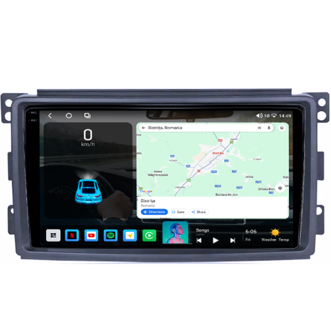 Navigatie dedicata Smart Fortwo 2006-2011, 4GB RAM 32GB ROM, Octacore, Android 14, Display QLED 1K 9", DSP, Carplay&Android Auto, SIM 4G, Bluetooth, Ventilator Activ [1]