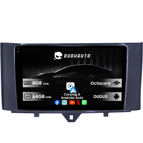 Navigatii Dedicate - Navigatie dedicata Smart Fortwo 2011-2015, DUDU3, 4GB RAM 64GB ROM, Octacore, Platforma 8581, Android, Display QLED 9", DSP, Carplay&AndroidAuto