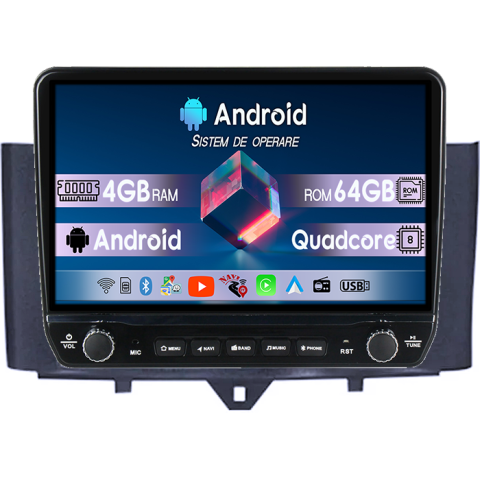 Navigatii Dedicate - Navigatie dedicata Smart Fortwo 2011-2015 Tesla cu butoane rotative model 2024, 4GB RAM 64GB ROM, Procesor Quadcore, Android 14, Display QLED 10", DSP, Carplay&Android Auto