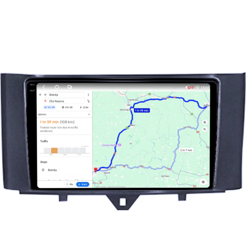 Navigatie dedicata Smart Fortwo 2011-2015, 4GB RAM 32GB ROM, Octacore, Android 14, Display QLED 1K 9", DSP, Carplay&Android Auto, SIM 4G, Bluetooth, Ventilator Activ [3]