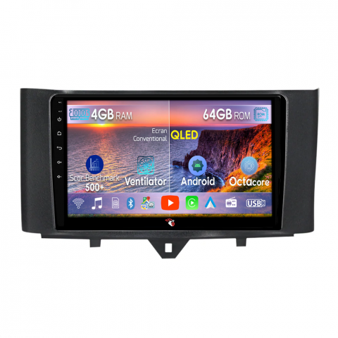Mercedes-Benz - Navigatie dedicata Smart Fortwo 2011-2015, 4GB RAM 64GB ROM, Octacore, Android 13, Display QLED 9", DSP, Carplay, Android Auto, Internet, Youtube, Waze, WIFI, Bluetooth