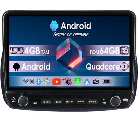 Navigatii Dedicate - Navigatie dedicata Smart Fortwo 2014+ Tesla cu butoane rotative model 2024, 4GB RAM 64GB ROM, Procesor Quadcore, Android 14, Display QLED 10", DSP, Carplay&Android Auto