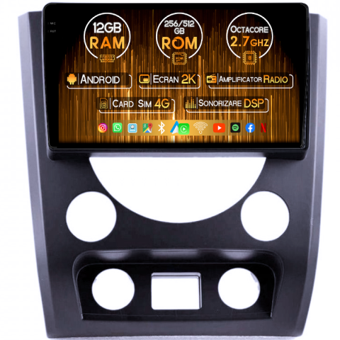 Navigatii Dedicate - Navigatie dedicata SsangYong Rexton W 2014-2016, 12GB RAM 256GB ROM, Android 14, Rezolutie 2K, Display QLED, 10", DSP, Carplay, Android Auto, Internet, Youtube, Waze, Wi Fi, USB