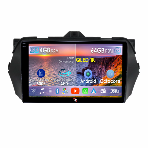 Navigatii Dedicate - Navigatie dedicata Suzuki Ciaz 2014-2018, 4GB RAM 64GB ROM, Octacore, Android 14, Display QLED 10", DSP, Carplay&Android Auto, SIM 4G, Ventilator Activ