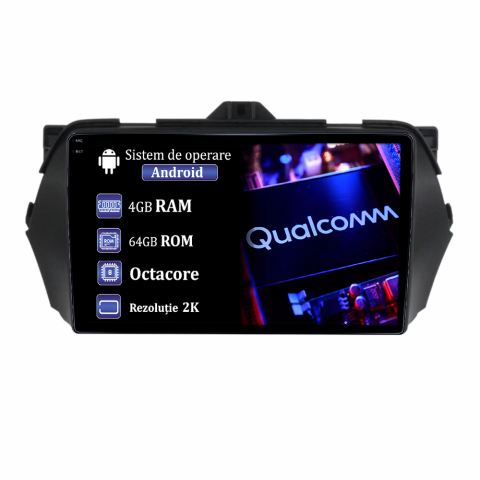 Navigatii Dedicate - Navigatie dedicata Suzuki Ciaz 2014-2018, 4GB RAM 64GB ROM, Procesor Qualcomm Octacore, Android 14, Rezolutie 2K, Display QLED 10", DSP, Carplay&Android Auto, SIM