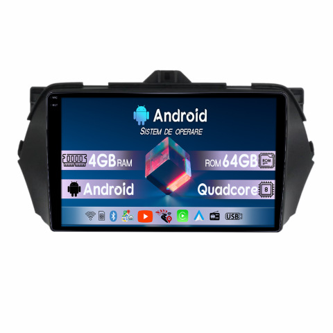 Navigatii Dedicate - Navigatie dedicata Suzuki Ciaz 2014-2018, 4GB RAM 64GB ROM, Quadcore, Android 14, Display QLED  10", DSP, Carplay&Android Auto, Suport camere AHD