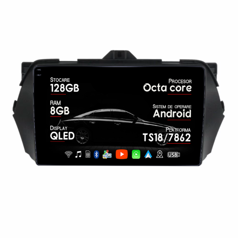 Navigatii Dedicate - Navigatie dedicata Suzuki Ciaz 2014-2018, 8GB RAM 128GB ROM, Octacore, Platforma TS18, Android 14, Display QLED 10", Suporta camera 360", DSP, Carplay&AndroidAuto
