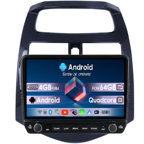 Navigatii Dedicate - Navigatie dedicata Spark 2010-2014 Tesla cu butoane rotative model 2024, 4GB RAM 64GB ROM, Procesor Quadcore, Android 14, Display QLED 10", DSP, Carplay&Android Auto