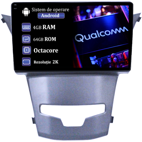 Navigatii Dedicate - Navigatie dedicata Ssangyong Actyon 2013-2017, 4GB RAM 64GB ROM, Procesor Qualcomm Octacore, Android 14, Rezolutie 2K, Display QLED 9", DSP, Carplay&Android Auto, SIM 4G