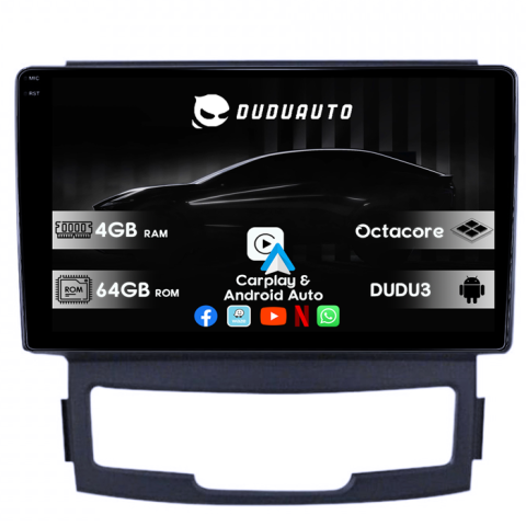 Navigatii Dedicate - Navigatie dedicata Ssangyong Korando 2010-2013, DUDU3, 4GB RAM 64GB ROM, Octacore, Platforma 8581, Android, Display QLED 9", DSP, Carplay&AndroidAuto
